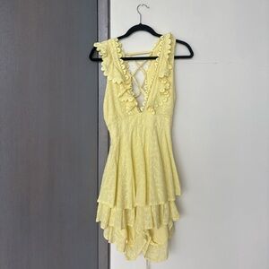 Yellow Lace Ruffle Dress